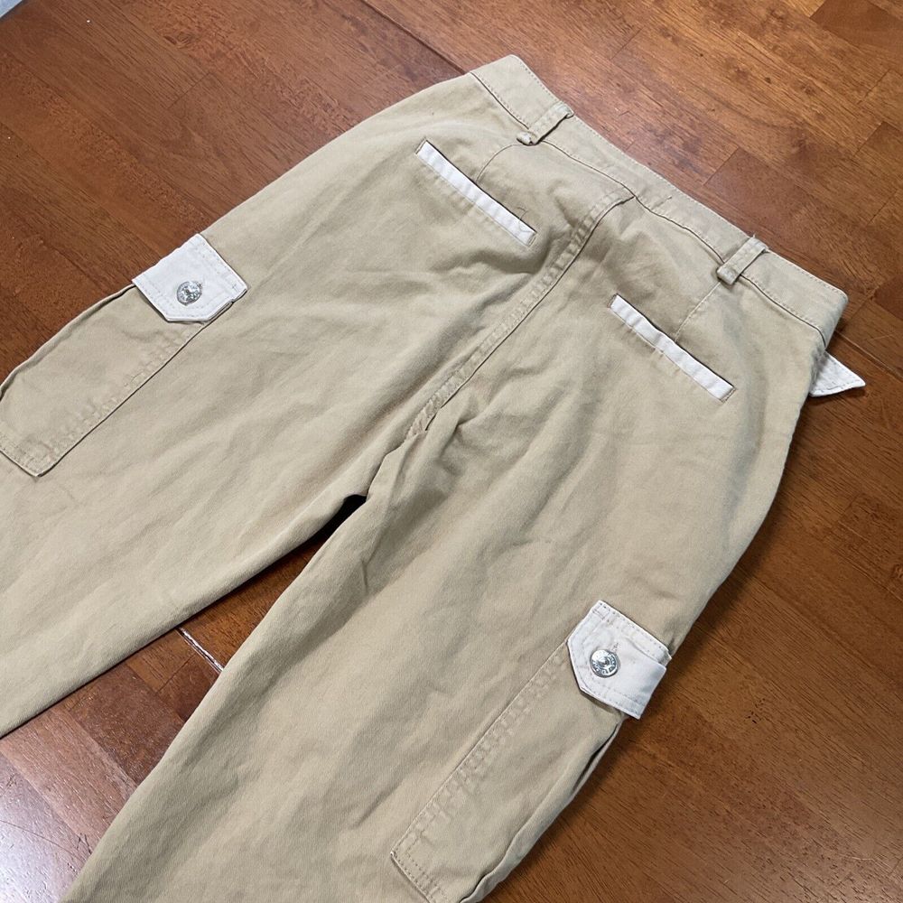 Bershka Women's Cargo Pants Size 4 Tan/Khaki 100% Cotton Cinched - Picture 7 of 9